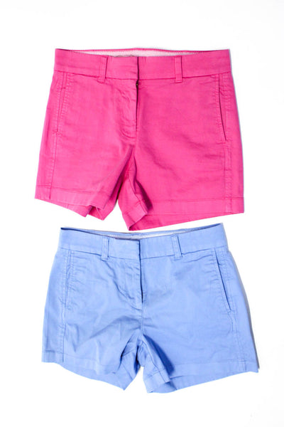 J Crew Womens Zipper Fly Short Shorts Blue Pink Cotton Size 00 Lot 2