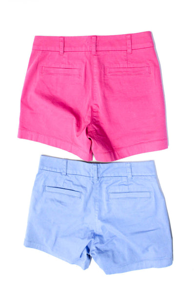 J Crew Womens Zipper Fly Short Shorts Blue Pink Cotton Size 00 Lot 2