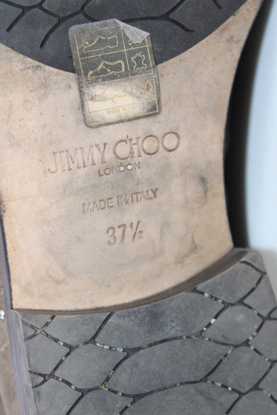 Jimmy Choo Womens Side Zip Block Heel Studded Motorcycle Boots Brown Size 37.5