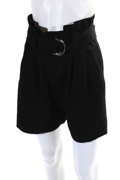 Ganni Womens Pleated High Rise Belted Dress Shorts Black Size EUR 34