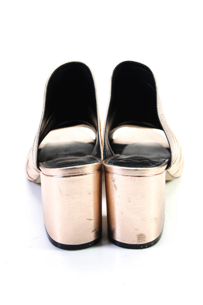 Black Suede Studio Womens Leather Slide On Mules Pumps Pink Metallic Size 8