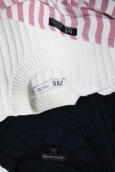 Zara Banana Republic Womens Sweaters Pants White Navy Blue Size Small Lot 3