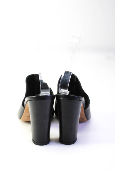 Vince Womens Black Leather Open Toe Block Heels Mules Shoes Size 7.5M