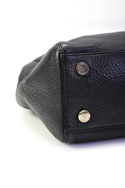 Michael Michael Kors Womens Pebbled Leather Zip Top Satchel Handbag Black