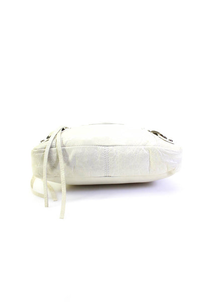 Balenciaga Womens Pocket Front Mini Classic City Sack Handbag White Leather