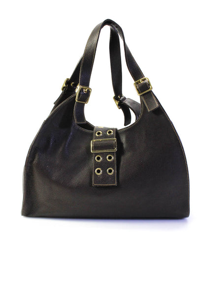 Kooba Women's Snap Closure Top Handle Leather Handbag Brown Size M