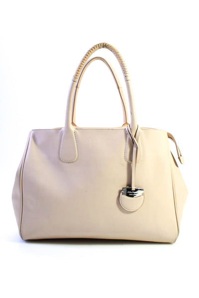 Salvatore Ferragamo Womens Smooth Leather Nolita Zip Top Large Beige Tote Bag Ha