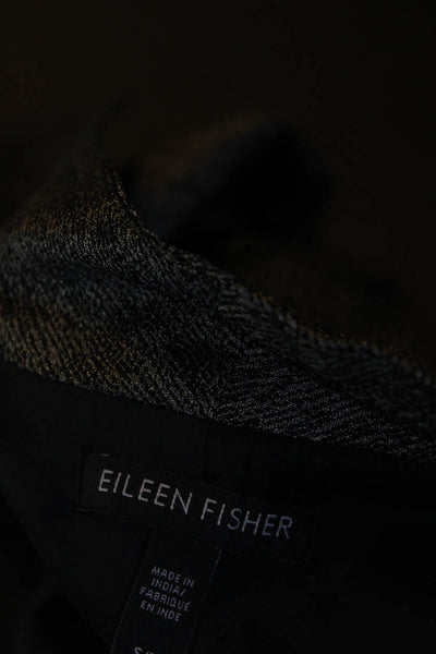 Eileen Fisher Womens Mock Neck Open Front Long Sleeve Duster Jacket Gray Size S