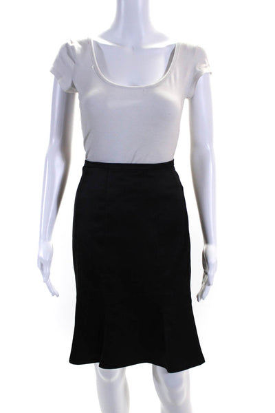 Tadashi Womens Darted Peplum Hem Back Zipped Slip-On Midi Skirt Black Size 8