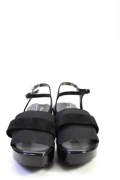 Robert Clergerie Womens Striped Buckled Platform Sandals Black Size EUR37.5