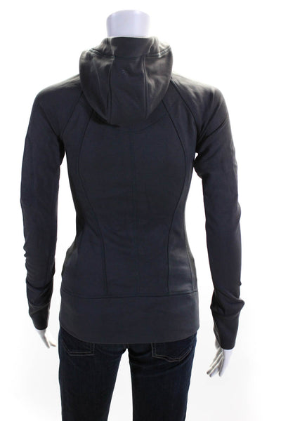 Athleta Womens Stretch Hooded Long Sleeve Zip Up Activewear Jacket Gray Size XXS