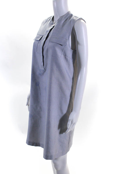 J. Mclaughlin Womens Blue Striped Crew Neck Sleeveless A-Line Dress Size S