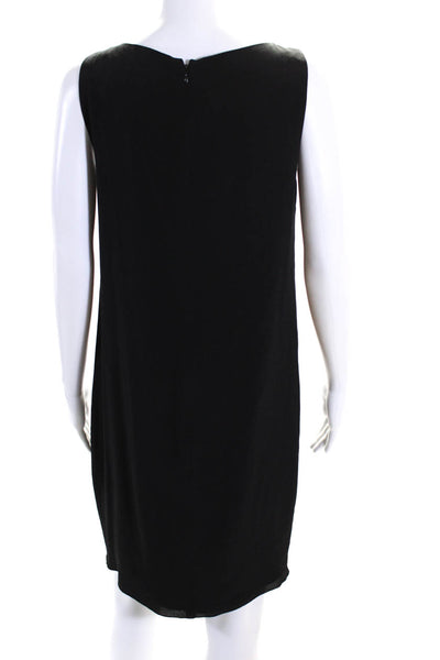 Piazza Sempione Womens Black Ruffle Scoop Neck Sleeveless A-Line Dress Size S