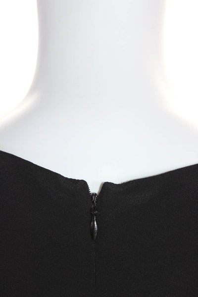 Piazza Sempione Womens Black Ruffle Scoop Neck Sleeveless A-Line Dress Size S