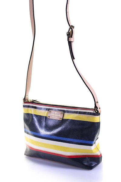 Kate Spade Womens Coated Leather Trim Striped Shoulder Bag Multicolor Size S