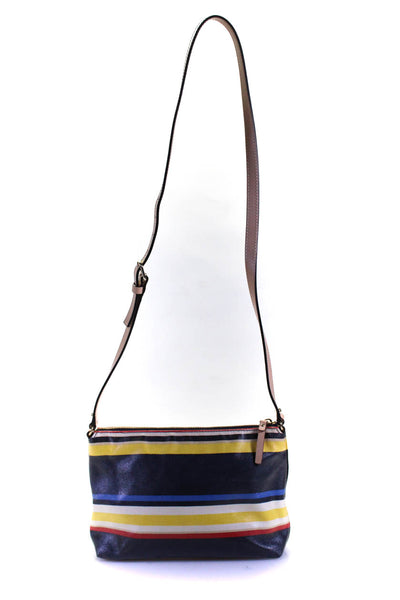 Kate Spade Womens Coated Leather Trim Striped Shoulder Bag Multicolor Size S