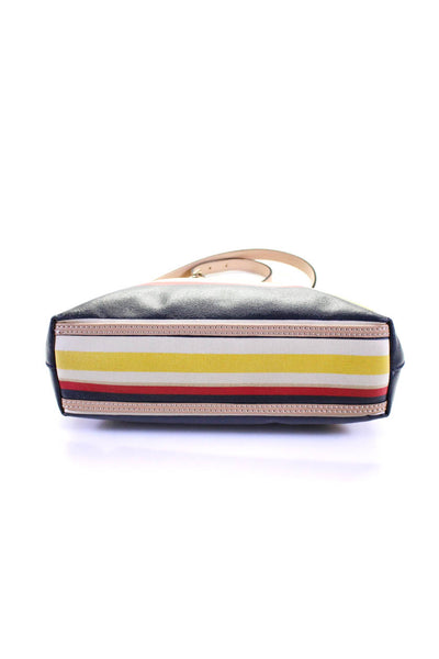 Kate Spade Womens Coated Leather Trim Striped Shoulder Bag Multicolor Size S