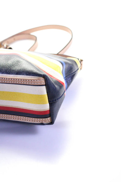 Kate Spade Womens Coated Leather Trim Striped Shoulder Bag Multicolor Size S