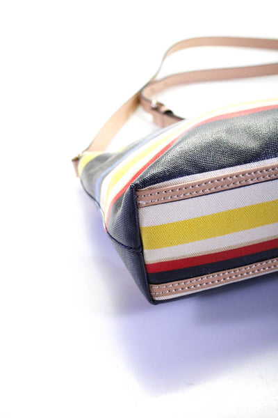 Kate Spade Womens Coated Leather Trim Striped Shoulder Bag Multicolor Size S