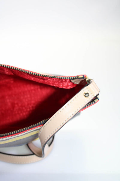Kate Spade Womens Coated Leather Trim Striped Shoulder Bag Multicolor Size S