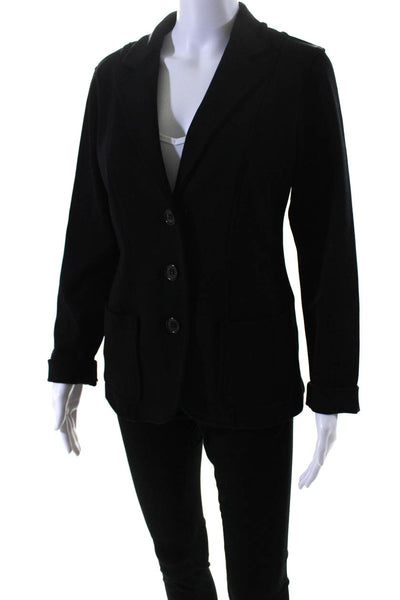 Rene Lezard  Womens Unlined Three Button Notched Lapel Blazer Black Size M