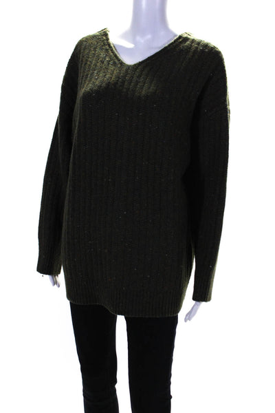 A.L.C. Women Long Sleeves V Neck Pullover Sweater Green Wool Size Small