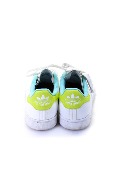 Adidas Womens Leather Being Green Low Top Lace Up Mike Sneakers White Size 8