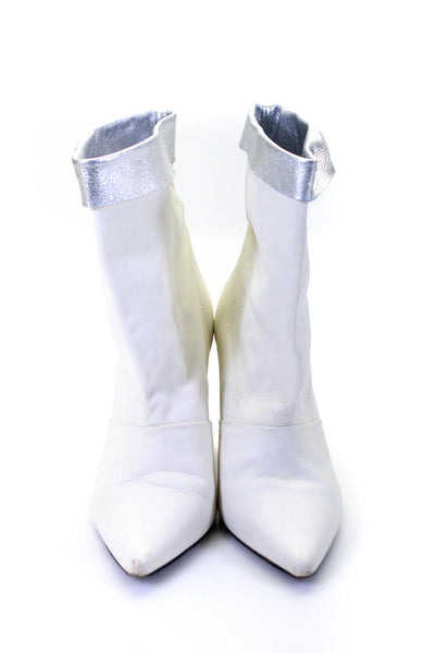 IRO Womens Leather Pointed Toe Cone Heel Fold Over Ankle Boots White Size 8US 38