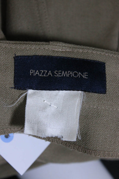 Piazza Sempione Womens High Waist Slim Leg Pleated Pants Beige Wool Size 2