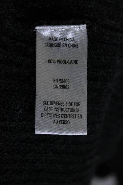 Theory Womens Long Waffle Knit Waterfall Cardigan Sweater Dark Gray Size Medium