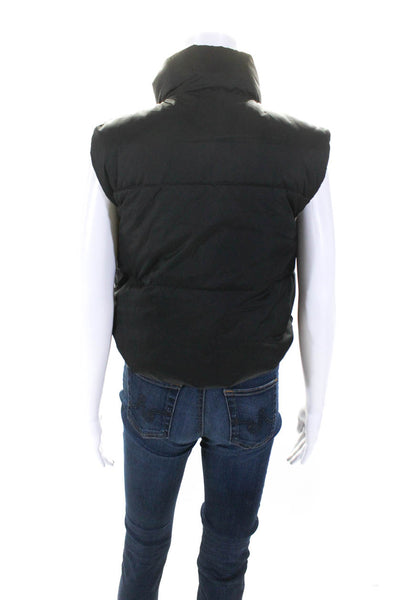 MNG Womens High Low Full Zip Turtleneck Puffer Vest Black Size XXS