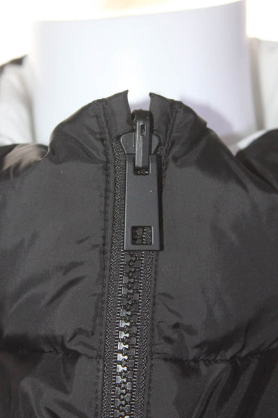 MNG Womens High Low Full Zip Turtleneck Puffer Vest Black Size XXS