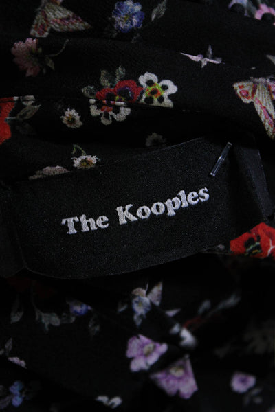 The Kooples Womens 100% Silk Floral Long Sleeved Buttoned Shirt Black Size XS