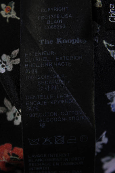 The Kooples Womens 100% Silk Floral Long Sleeved Buttoned Shirt Black Size XS