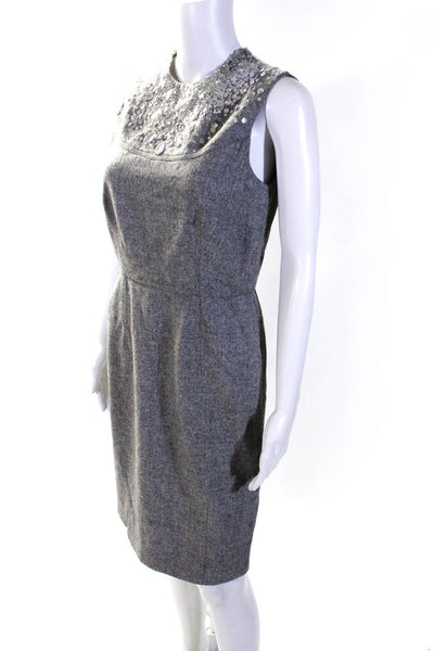 Vera Wang Lavender Label Womens Sequin Embellished Pencil Dress Gray Size S