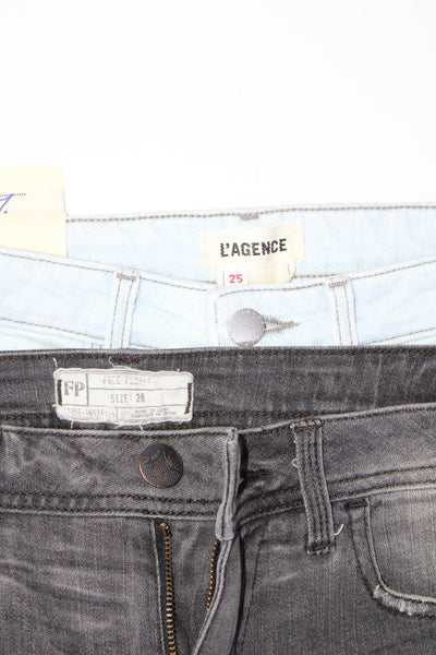 Free People L'Agence Womens Cotton Skinny Jeans Black Blue Size 26 25 Lot 2