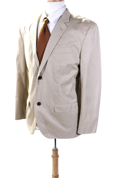 Marc Jacobs Mens Khaki Cotton Two Button Long Sleeve Blazer Jacket Size 54