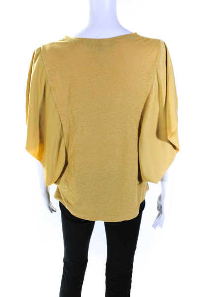 BCBG Max Azria WomenS Short Butterfly Sleeves Shirt Yellow Size Extra Small