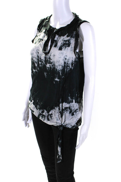 Artelier Nicole Miller Womens Abstract Print Blouse Black White Size Petite