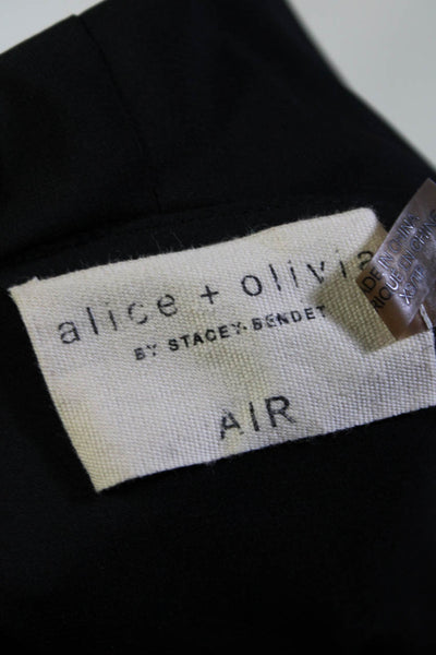 Alice + Olivia Womens Velvet Long Sleeves Hoodie Black Size Extra Small