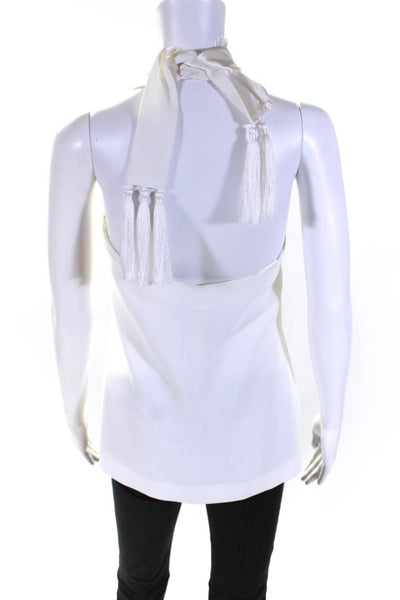 Cinq A Sept Womens Silk Blend Halter Neck Blouse White Size Extra Small