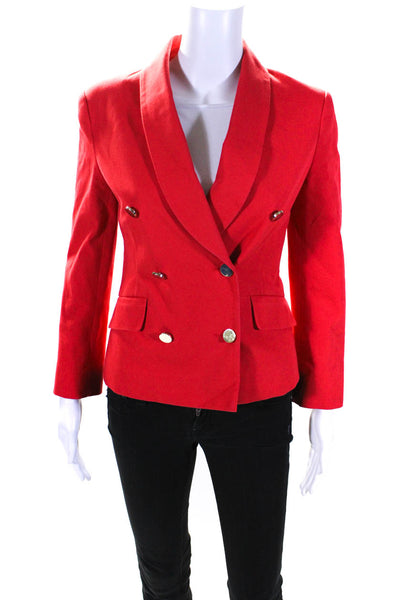 10 Crosby Derek Lam Womens Double Breasted Light Jacket Red Cotton Size 0