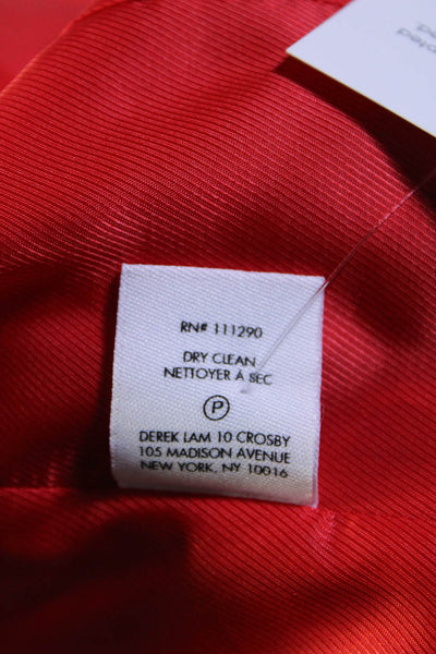 10 Crosby Derek Lam Womens Double Breasted Light Jacket Red Cotton Size 0