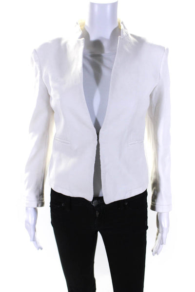 Rag & Bone Womens Hook Closure Cropped Jacket White Cotton Size 2