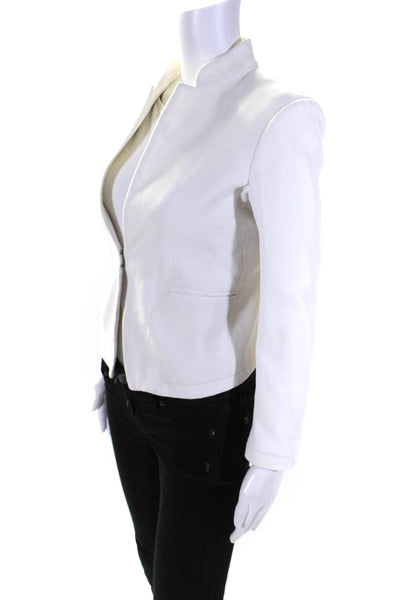 Rag & Bone Womens Hook Closure Cropped Jacket White Cotton Size 2