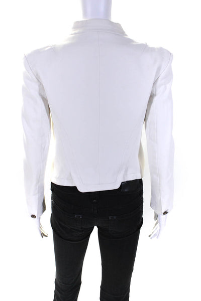 Rag & Bone Womens Hook Closure Cropped Jacket White Cotton Size 2