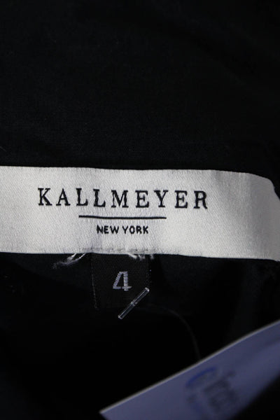 Kallmeyer Womens Cotton Collared Button 3/4 Cuff Sleeve Shift Dress Navy Size 4