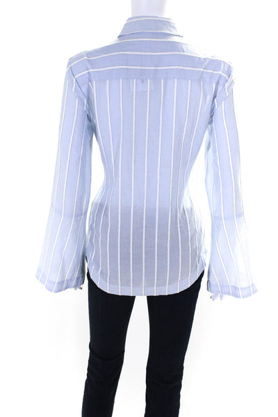 Derek Lam 10 Crosby Womens Cotton Striped Print Button Up Top Blue White Size 2