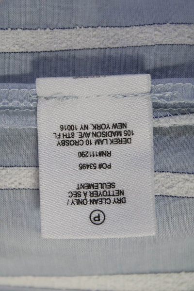 Derek Lam 10 Crosby Womens Cotton Striped Print Button Up Top Blue White Size 2