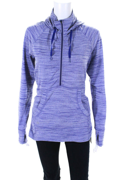 Athleta Womens Half Zip Pocket Front Hooded Athletic Jacket Blue Size Medium